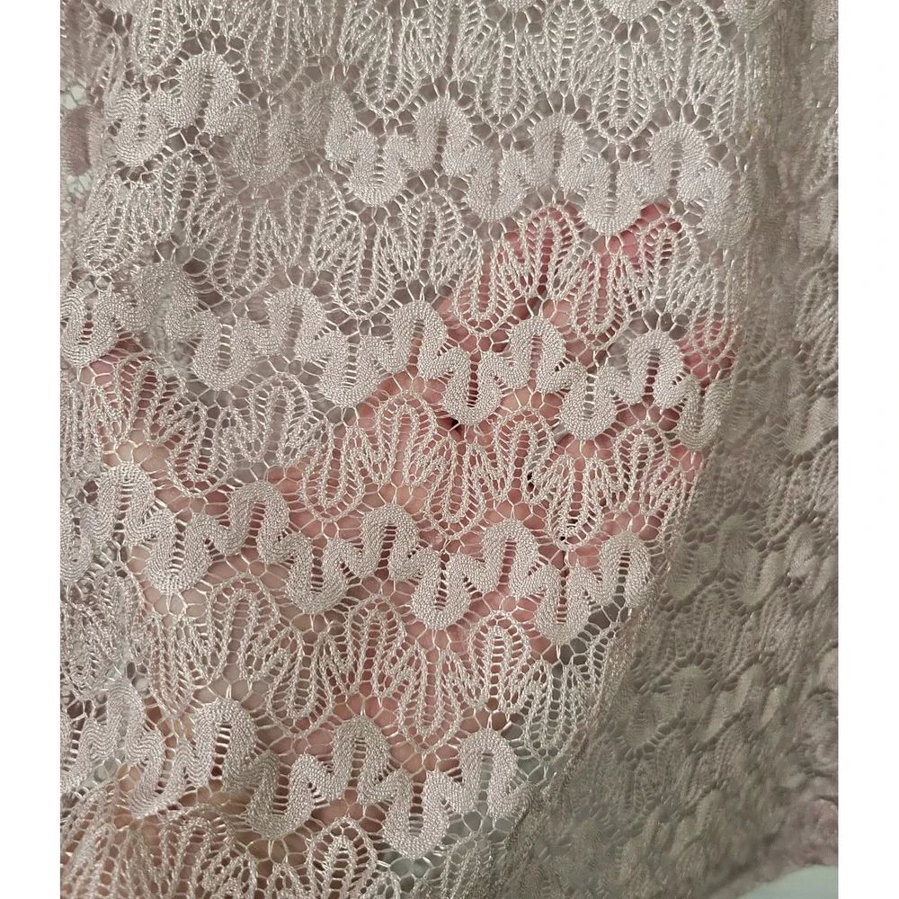 SOY‎ Blush Pink Floral Lace Top Womens M Sheer Romantic Boho Cottagecore Fairy